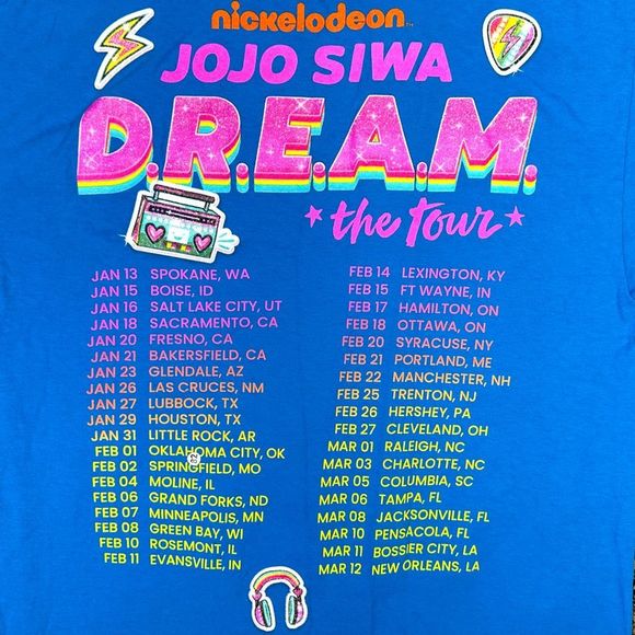 Nickelodeon JoJo Siwa D.R.E.A.M. Tour 2022 Official Merch Crew Neck Tee - Medium - Picture 4 of 6